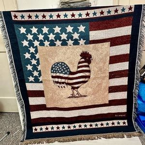 Rooster/ Americana / Flag Throw. Mohawk Home. 57 X 49